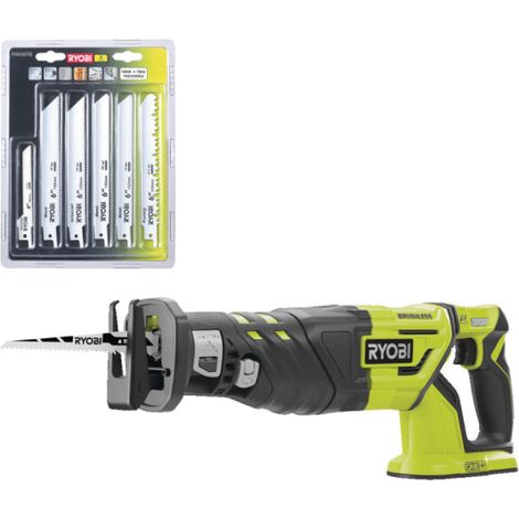 Pack RYOBI - Scie sabre Brushless R18RS7-0 - 18V One+ - sans batterie ni chargeur - Lot de 6 lames RAK06RB universelles bois et métal 100/152 mm (1/5)