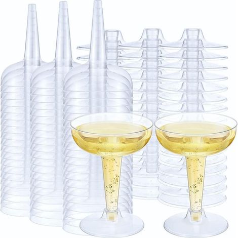 Lot de 60 coupes plastique 120ml verres dégustation vin gobelets cocktail (1/5)
