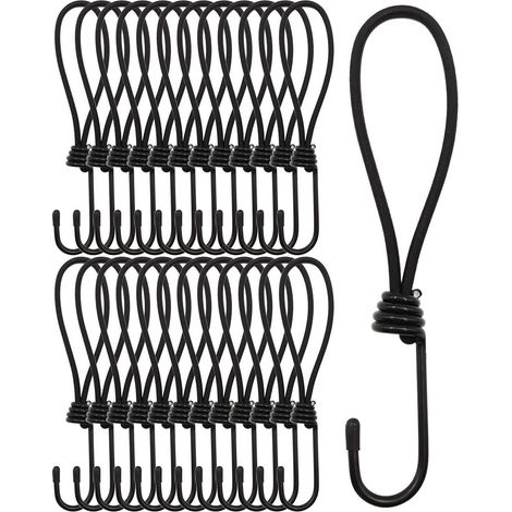Spanngummis mit Haken 25 Stück, 20cm, dehnbar bis 40cm, schwarz (1/5)
