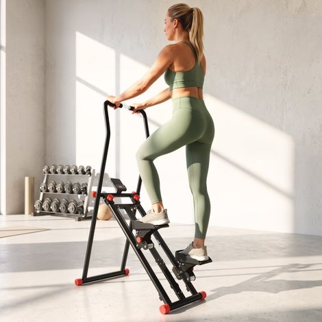 Appareil de musculation pour la maison, grimpeur vertical pliable avec 3 niveaux de résistance, poignées réglables et écran LCD (1/5)