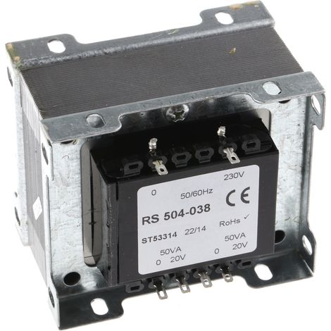 Transformateur à montage sur châssis, Vin 230V c.a., Vout 20V c.a., 2 sorties, 100VA ( Prix pour 1 )