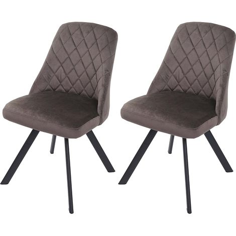 Ensemble de 2 chaises de salle à manger rembourrée en velours marron foncé coutures décoratives pieds métallique CDS04478
