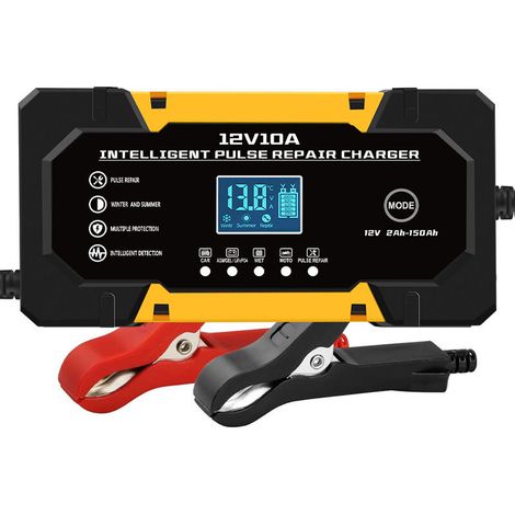 12 V 10 A JauneChargeur de batterie de voiture 12 V 10 A avec chargeur de batterie au plomb-acide