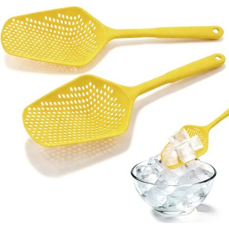 Cucchiai da filtro in PP 34,5 x 12,5 cm, 2 pezzi, resistenti al calore, cucchiaio da cucina in plastica, cucchiaio da filtro, cucchiaio scolapasta, schiumarola per raccogliere ingredienti da (1/5)