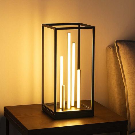[GEBRAUCHT] B-Ware FISCHER HONSEL Tischleuchte Lampe LED Grid schwarz gold Metall dimmbar Schalter (1/2)