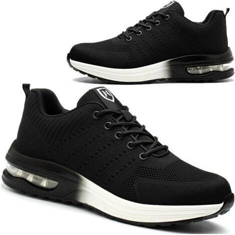 Chaussures de sécuritéChaussures de Sécurité Hommes Femmes Légère Basket de Sécurité Respirante Confortable Chaussure de Travail avec Embout en Acier Noir-Blanc Taille 37 (1/5)