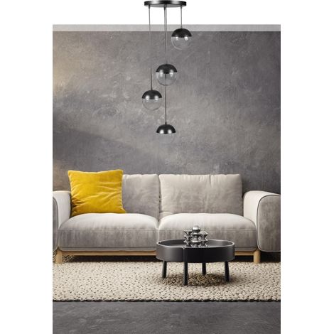 Lustre élégant gris foncé, corps en métal, hauteur réglable, hauteur totale 70 cm, culot E27 max 40 W, éclairage élégant pour les espaces modernes (1/4)