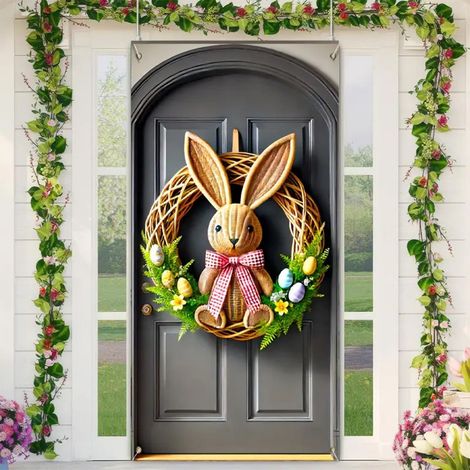 Rideau De Porte De Pâques - 180 X 90 Cm - Tissu Polyester - Décoration Intérieure Et Extérieure - 1 Pièce (1/5)