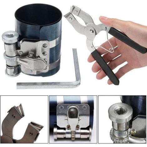 Kit segments de piston voiture - - Outil compresseur - Pince réglable - Acier au carbone - Acier à ressort (1/5)