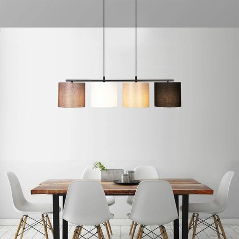 Suspension de table moderne, 4 abat-jour tons naturels ZURICH (1/5)