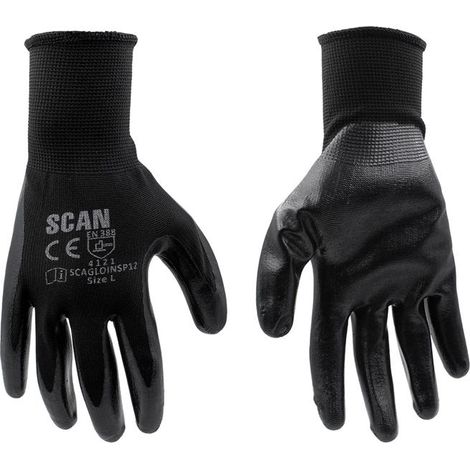 Scan Seamless Inspection Gloves - Large (Size 9) - Pack of 12