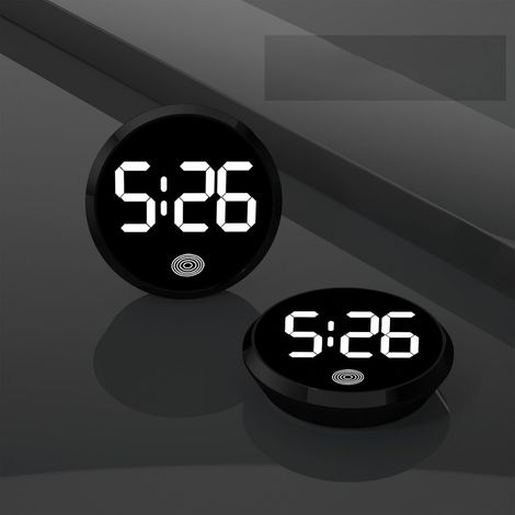 Due orologi digitali da cruscotto per auto, orologi elettronici rotondi adesivi (neri) (1/5)