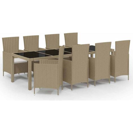 Maison Exclusive - Set da Pranzo da Giardino 9 pz con Cuscini in Polyrattan Beige (1/5)