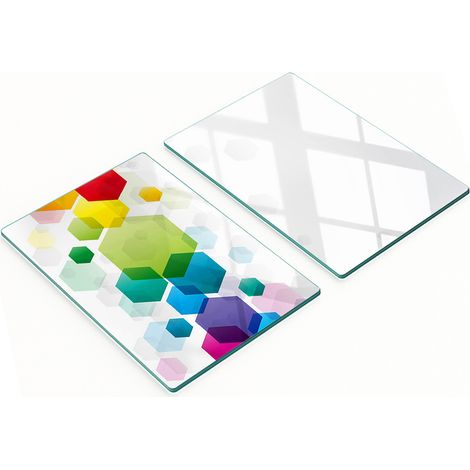 Tablas decorativas de vidrio para cortar y servir, cubos de colores, 2 x 40 x 52 cm (1/5)