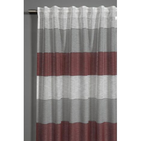 GARDINIA Tenda con Passanti Nascosti e Nastro Fettuccia Integrato, Opaca, Filtrante, Stamigna, Rosso, 140 x 245 cm (1/4)