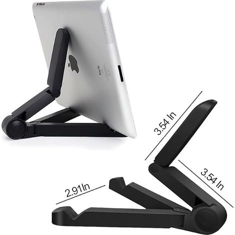 KOWOLL Support pour tablette, support triangulaire pliable avec double axe réglable à 180° et tapis antidérapants, support de bureau compact (1/5)