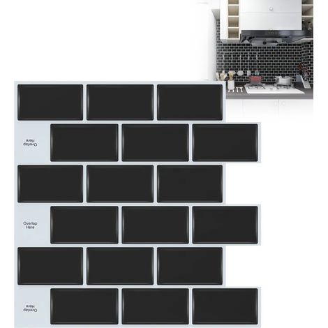 XMTECH Stickers carrelage 30x30 cm, carreaux adhésifs, lot de 10, cuisine, crédence de cuisine, carreaux auto-adhésifs, salle de bain, carreaux métro PVC, décoration carrelage auto-adhésive (Type 4) (1/5)