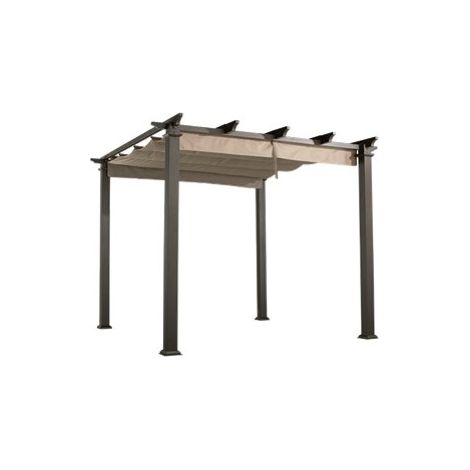 Seville Gazebo Outdoor Garden BBQ Shelter, Party Tent with Retractable Canopy - L300 x W300 x H260 cm - Mocha/Beige