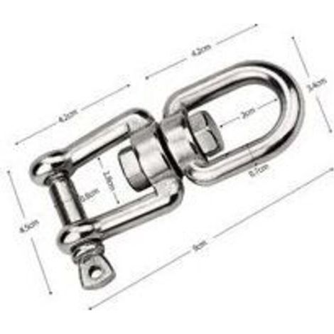 Pieces M8 Acier Inoxydable Double Extremite Crochet Oeil Pivotant Oeil Y Fourche Rotation Grillo Anneau Connecteur Pour Suspendre Sac De Sable Swing, Chaise Suspendue (1/3)