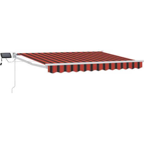 Manuelle Gelenkarmmarkise mit LEDs Orange und Braun 3 x 2,5 m