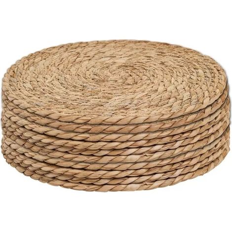 Ensemble de 12 sous-verres ronds en jonc de mer - Sets de table tissés résistants à la chaleur (1/5)