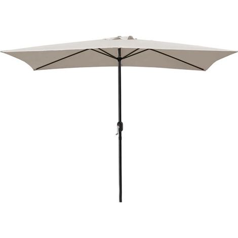 Parasol droit rectangulaire - JUANIO - 300 x 200 x 245 cm - Beige - Toile Polyester anti-UV 50+ - Mât thermolaqué noir (1/5)