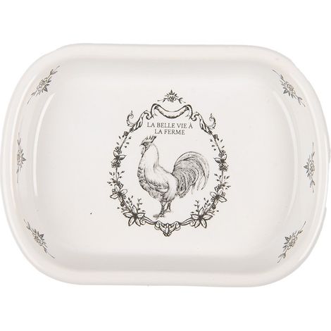 Porte-savon en céramique blanche motif coq coupelle à savon pour salle de bain 13 x 10 x 3 cm - PANGIVO (1/3)