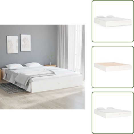 Letto in compensato - vidaXL Giroletto Bianco in Legno Massello 120x190 cm Small Double - Letto con telaio in legno
