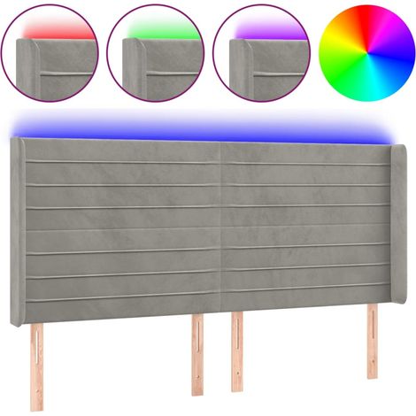 Maison Exclusive - LED Kopfteil Hellgrau 203x16x118/128 cm Samt (1/5)
