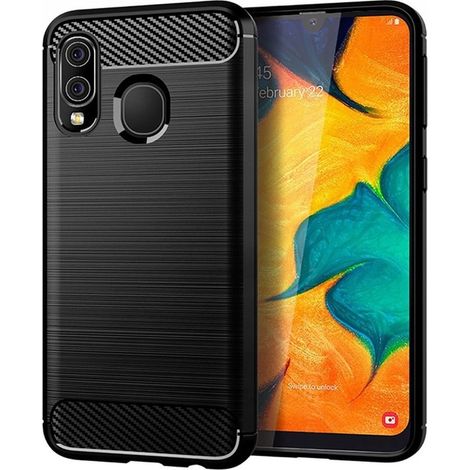 Schutzhülle für Samsung Galaxy A40, gepanzert, Carbon, Schwarz + 5D-Glas (1/5)