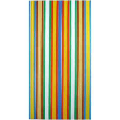 Rideau de porte en polyéthylène multicolore 90x200 cm – 34 bandes de 24mm – Barre de support incluse – Pour séparation d'espaces – Morel (1/3)
