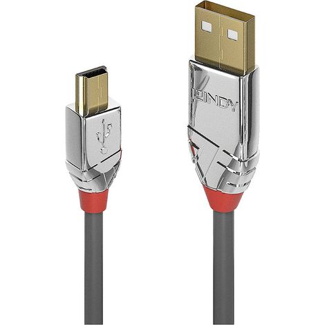 LINDY Câble USB USB 2.0 USB-A mâle, USB-Mini-B mâle 0.50 m gris 36630 (1/4)