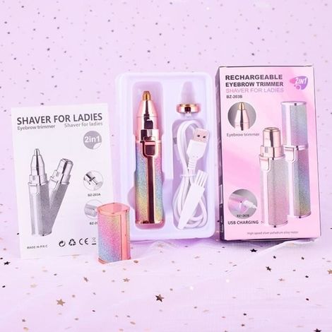 Épilateur électrique portable 2-en-1, sourcils, visage et corps, pour femme,rasoir pour épilation indolore, format [A31C97F] (1/4)