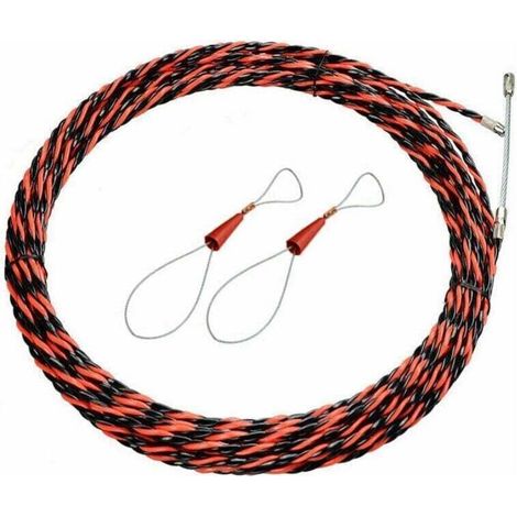 Cable de tracción eléctrico de 50 m – Poliéster de 3 torsiones – 6 mm de diámetro – Alta resistencia a la tracción y a la temperatura – Cabezal guía con resorte (1/4)
