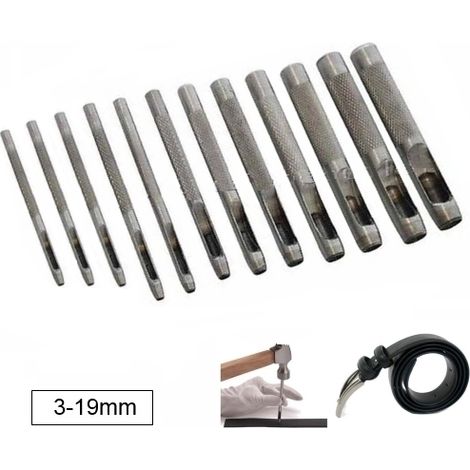 Fustella/Fustellatrice/Punzoni per cuoio e pelle set 12 pezzi