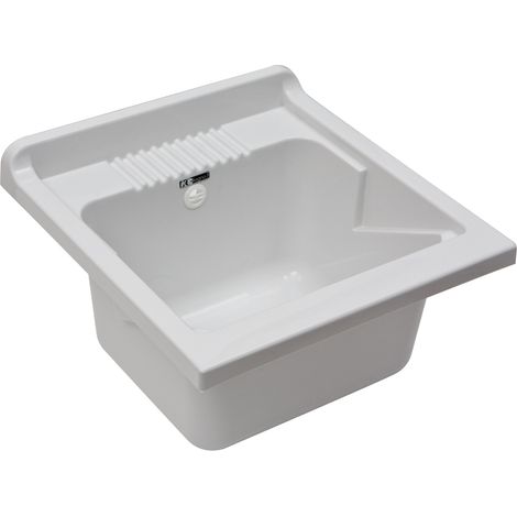 Vasca lavatoio in Resina Ricambio 60x50 per mobile o incasso con tavola e sifoneria (1/4)