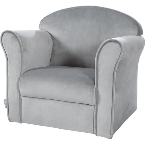 Fauteuil Club en Velours pour Enfant "Lil Sofa" - Chaise avec Accoudoirs Confortable - Gris (1/5)