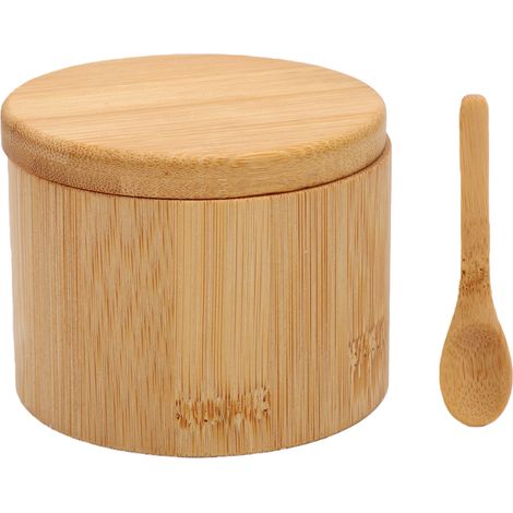 Cave à sel avec couvercle rotatif à 360 degrés, cuillère intégrée, pot d'assaisonnement, opération à une main, comptoir de cuisine artisanal de 6oz (1/5)
