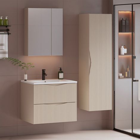 Conjunto mueble lavabo individual encastrado 60cm y columna Tao Cachemira (1/5)
