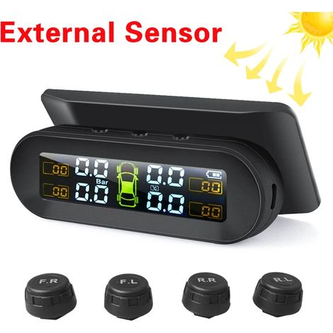 (T2) Capteurs de pression des pneus pour véhicules : capteurs solaires, système de surveillance de la pression des pneus (TMPS), alarme de température, capteur externe pour les 4 roues. (1/5)