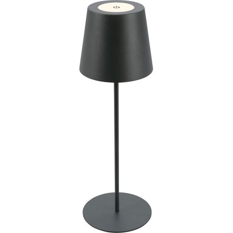 Lampe de table LED sans fil tactile réglable 36x10.5 cm 2.5 W 200 lm 2700 K blanc chaud RVB IP44 hauteur ajustable USB C anthracite lampe interieur exterieur