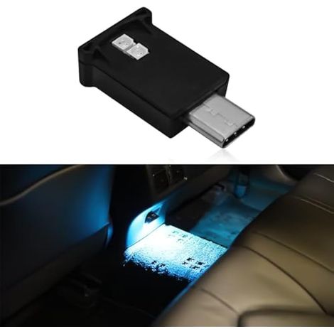 Lumières d'ambiance LED USB de type C pour intérieur de voiture, 8 couleurs réglables RVB, dégradé dynamique, lumière d'ambiance pour intérieur de voiture, mini lampe d'éclairage d'ambiance pour (1/5)