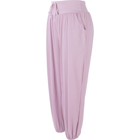 Pantalon de yoga femme à cordon, taille haute, pantalon de sport avec poche, violet clair, M, coupe ajustée pour course et fitness. (1/5)
