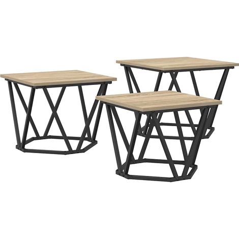 3 pcs Table basse,Table d'appoint,Table de Salon Chêne sonoma 50 x 50 x 40 cm CFW55021 (1/5)