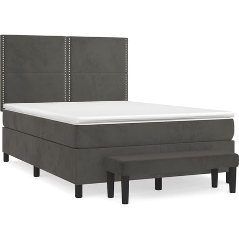 Maison Exclusive - Giroletto a Molle con Materasso Grigio Scuro 140x200 cm Velluto (1/5)