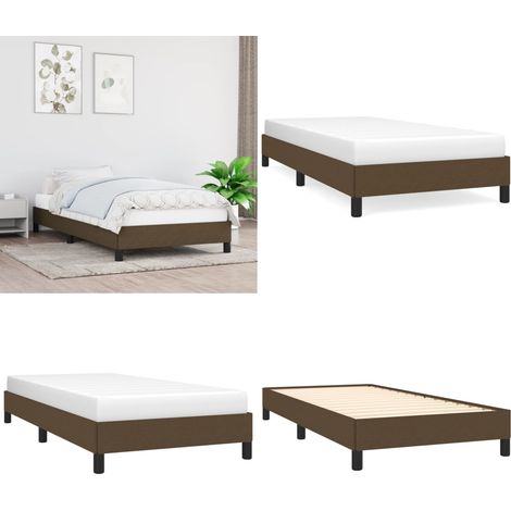 Cadre de lit sans matelas marron foncé 90x190 cm tissu - Cadre De Lit - Lit Double - Literie - Meuble Chambre - Chambre Adulte - Home & Living (1/5)
