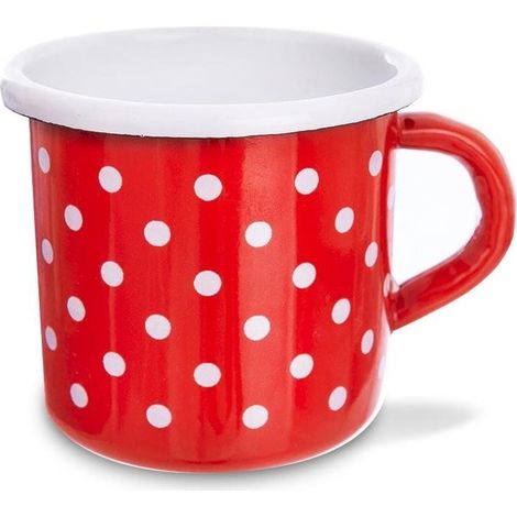 Mug TECKA en émail à pois rouges 400 ml (1/2)