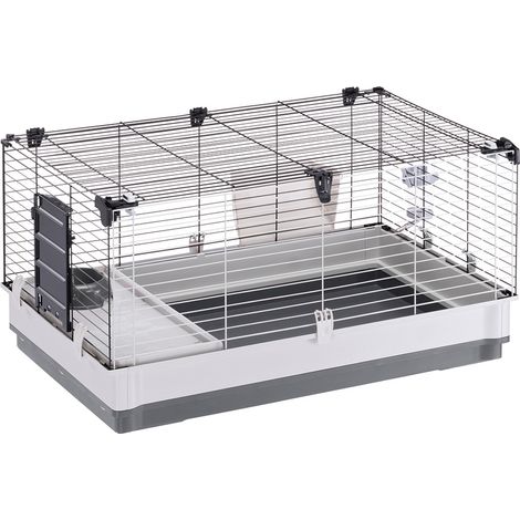 Ferplast KROLIK LARGE Gabbia per conigli e porcellini d'India con ampio spazio abitativo. Variante LARGE - Misure: 100 x 60 x h 50 cm - Grigio