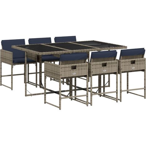 Maison Exclusive - Set da pranzo da giardino da 7 pz con Cuscini in Polyrattan Grigio
