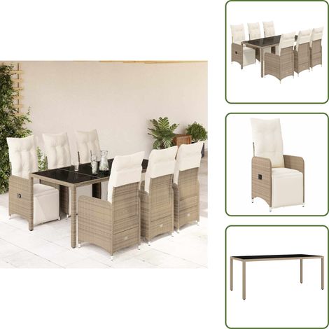 Rattan PE - vidaXL Set Bistrò da Giardino 7 pz con Cuscini in Polyrattan Marrone - Poggiapiedi